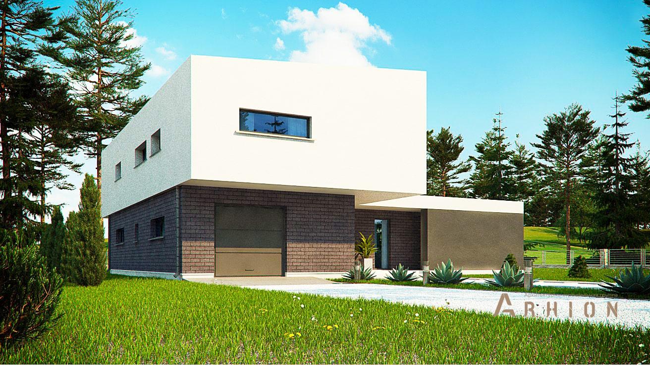 4. Проект двухэтажного дома в стиле хай-тек с плоской кровлей , zx70, площадью - 192 кв c балконом, гаражом